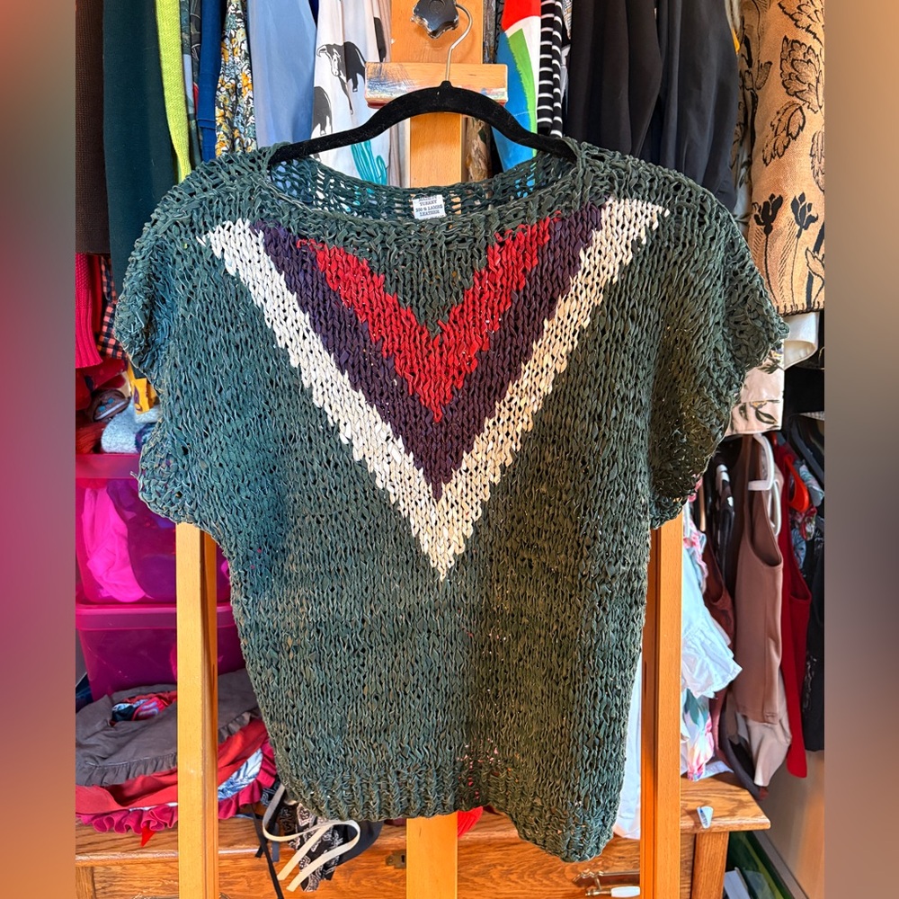 Vintage Lambs Wool Leather Knit Vest